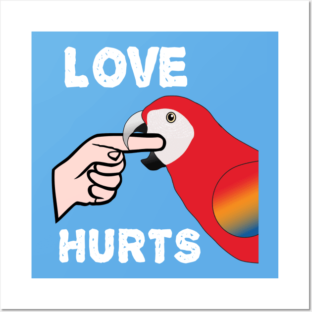 Love Hurts Scarlet Macaw Parrot Biting Wall Art by Einstein Parrot